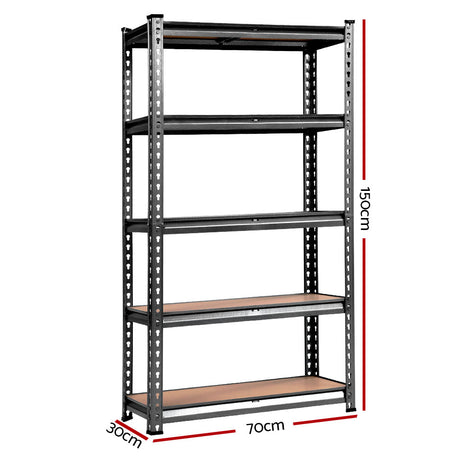Rannoch Boltless Garage Shelving Rack, 5 Tier, 3m x 1.5m, Charcoal