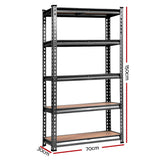 Rannoch Boltless Garage Shelving Rack, 5 Tier, 4m x 1.5m, Charcoal