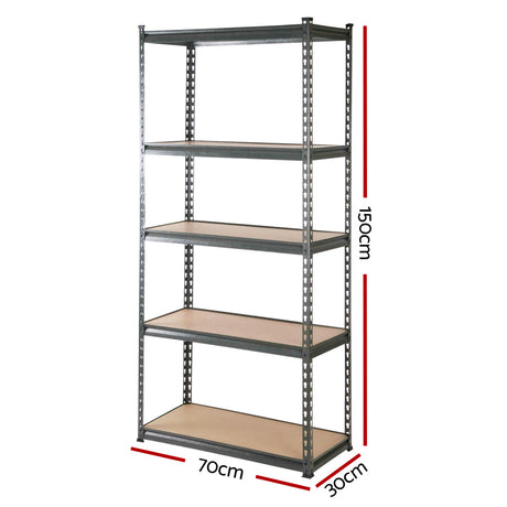 Aviemore Garage Boltless Shelving Rack, 5 Tier, 6m x 1.5m, Grey
