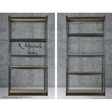 Aviemore Garage Boltless Shelving Rack, 5 Tier, 6m x 1.5m, Grey