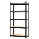 5 tier steel garage shelving rack in black view 2