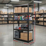 5 tier steel garage shelving rack in black view 3