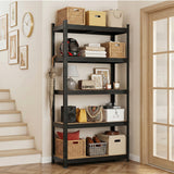 5 tier steel garage shelving rack in black view 9