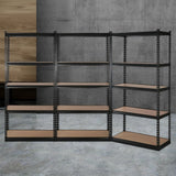 Rannoch Boltless Garage Shelving Rack, 5 Tier, 3m x 1.8m, Matt Black