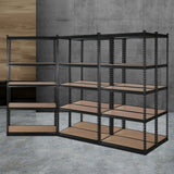 Aviemore Garage Boltless Shelving Rack, 5 Tier, 5m x 1.8m, Black, Twin Pack