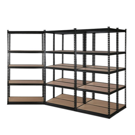 Aviemore Garage Boltless Shelving Rack, 5 Tier, 5m x 1.8m, Black, Twin Pack