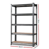 5 tier steel garage shelving rack in charcoal