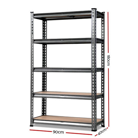 5 tier steel garage shelving rack in charcoal