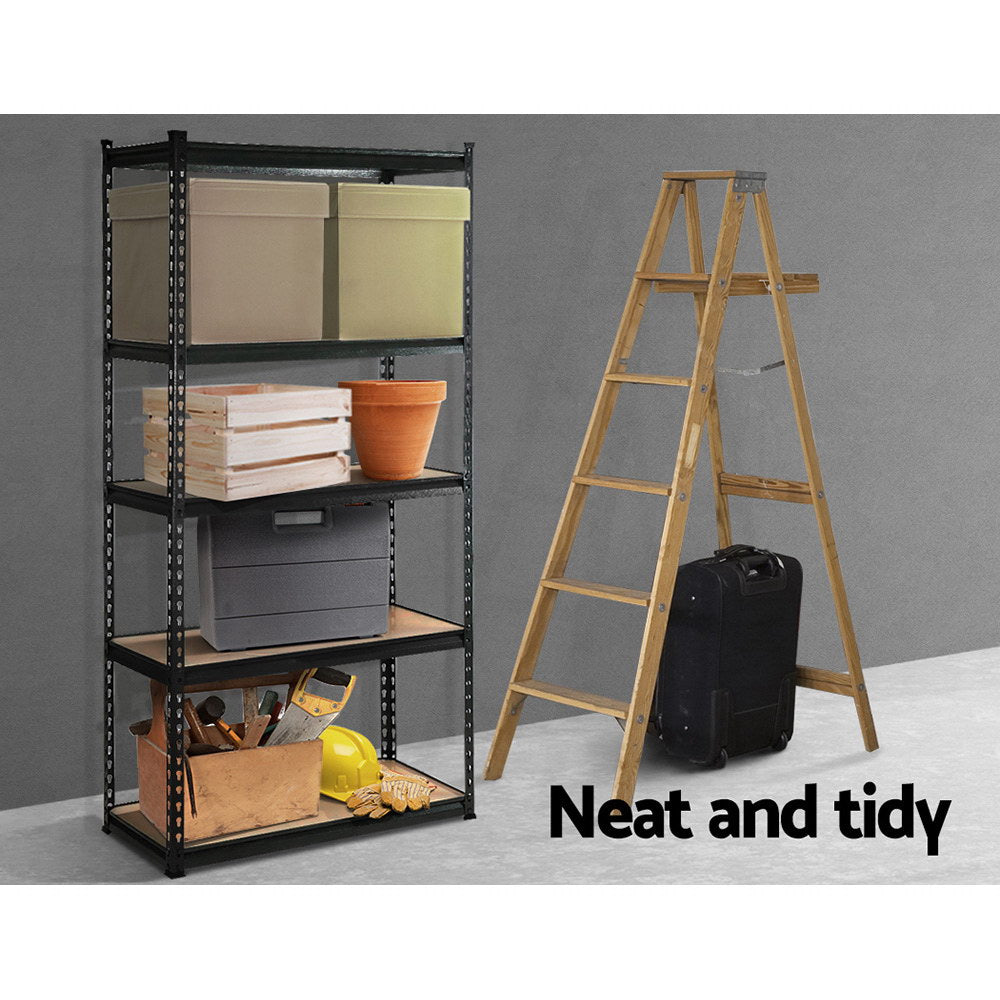 5 tier steel garage shelving rack in charcoal