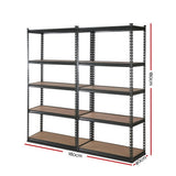 Pair of matte charcoal Plockton five tier steel storage shelf racks for garage and warehouse view 2