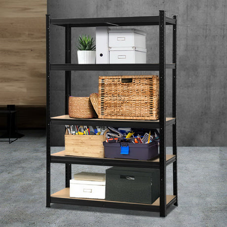5 tier steel garage shelving rack in black