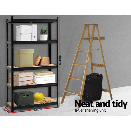 5 tier steel garage shelving rack in black