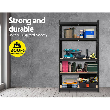 5 tier steel garage shelving rack in black