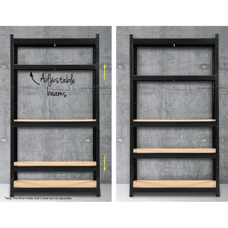 5 tier steel garage shelving rack in black