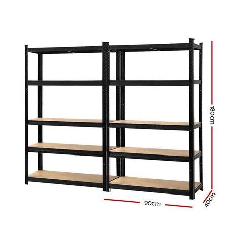 Rannoch Boltless Garage Shelving Rack, 5 Tier, 2m x 1.8m, Black