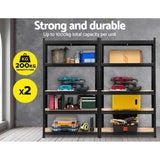 Rannoch Boltless Garage Shelving Rack, 5 Tier, 2m x 1.8m, Black
