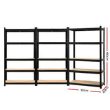 Rannoch Boltless Garage Shelving Rack, 5 Tier, 3m x 1.8m, Black