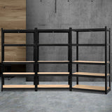 Rannoch Boltless Garage Shelving Rack, 5 Tier, 3m x 1.8m, Black