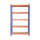 5 tier garage shelving rack 90 x 40 x 180 cm orange and blue