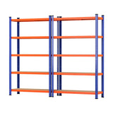 Rannoch Boltless Garage Shelving Rack, 5 Tier, 2m x 1.8m, Orange Blue