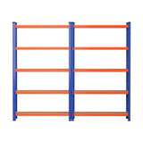 Rannoch Boltless Garage Shelving Rack, 5 Tier, 2m x 1.8m, Orange Blue