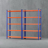 Rannoch Boltless Garage Shelving Rack, 5 Tier, 2m x 1.8m, Orange Blue