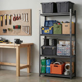 Nevis Convertible Workbench Shelving Rack, 4 Tier, 90 x 40 x 180cm, Black