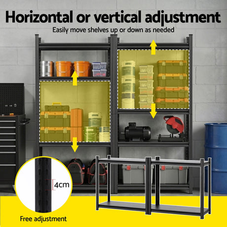 Nevis Convertible Workbench Shelving Rack, 4 Tier, 90 x 40 x 180cm, Black