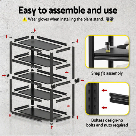Nevis Convertible Workbench Shelving Rack, 5 Tier, 120 x 50 x 183cm, Black