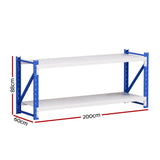 Dalwhinnie Garage Z Brace Shelving Rack, 2 Tier, 2m x 0.9m x 0.6m, Blue Grey