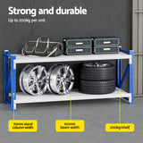 Dalwhinnie Garage Z Brace Shelving Rack, 2 Tier, 2m x 0.9m x 0.6m, Blue Grey