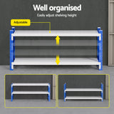 Dalwhinnie Garage Z Brace Shelving Rack, 2 Tier, 2m x 0.9m x 0.6m, Blue Grey