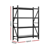 Dalwhinnie Garage Z Brace Shelving Rack, 4 Tier, 1.5m x 0.6m x 2m, Black