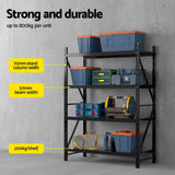 Dalwhinnie Garage Z Brace Shelving Rack, 4 Tier, 1.5m x 0.6m x 2m, Black