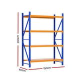 Waddington Steel Shelving Unit, 4 Tier, 1.5m x 2m