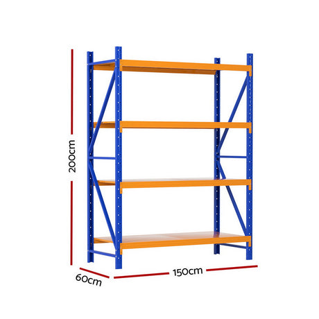 Waddington Steel Shelving Unit, 4 Tier, 1.5m x 2m