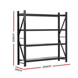 Ribchester Steel Shelving Unit, 4 Tier, 2m x 2m, Black