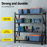 Ribchester Steel Shelving Unit, 4 Tier, 2m x 2m, Black