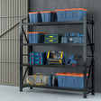 Ribchester black four tier steel shelving unit with Z bracing