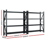 Glencoe Garage Steel Shelving Rack, 5 Tier, 4m x 2m, Black