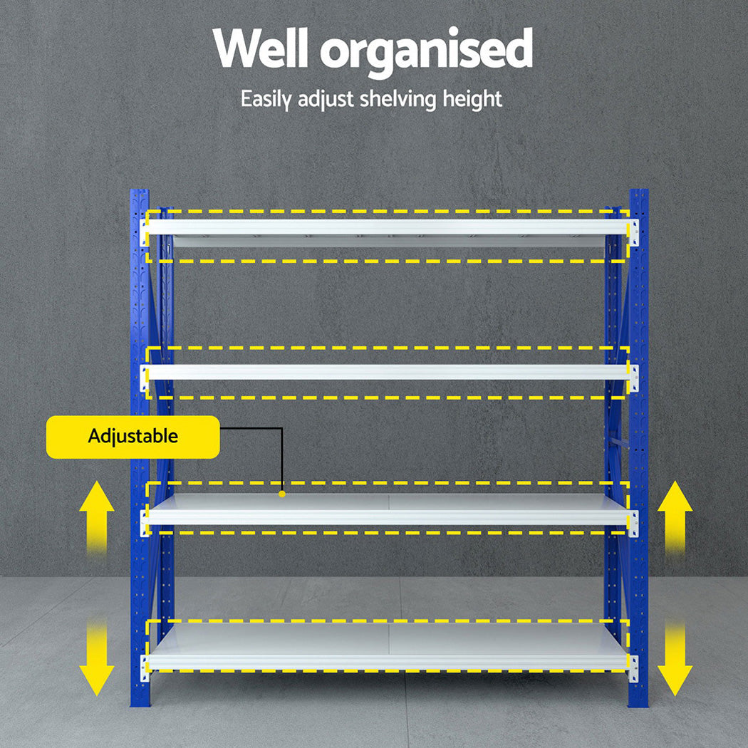 Warehouse Shelving Rack 4 Tier 200kg 2M x 2M 600mm Deep Blue and Grey