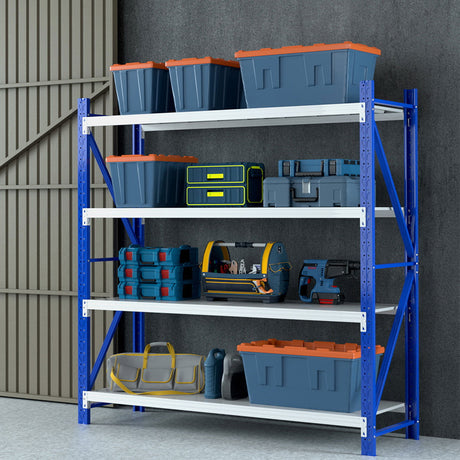 Warehouse Shelving Rack 4 Tier 200kg 2M x 2M 600mm Deep Blue and Grey