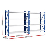 Glencoe Garage Steel Shelving Rack, 5 Tier, 4m x 2m, Blue