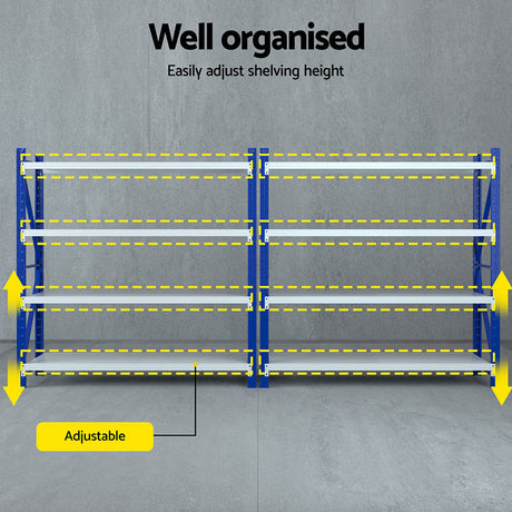 Glencoe Garage Steel Shelving Rack, 5 Tier, 4m x 2m, Blue