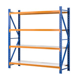 Dalwhinnie Garage Z Brace Shelving Rack, 4 Tier, 2m x 0.6m x 2m, Orange Blue