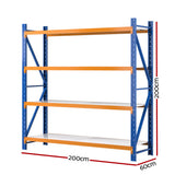 Dalwhinnie Garage Z Brace Shelving Rack, 4 Tier, 2m x 0.6m x 2m, Orange Blue