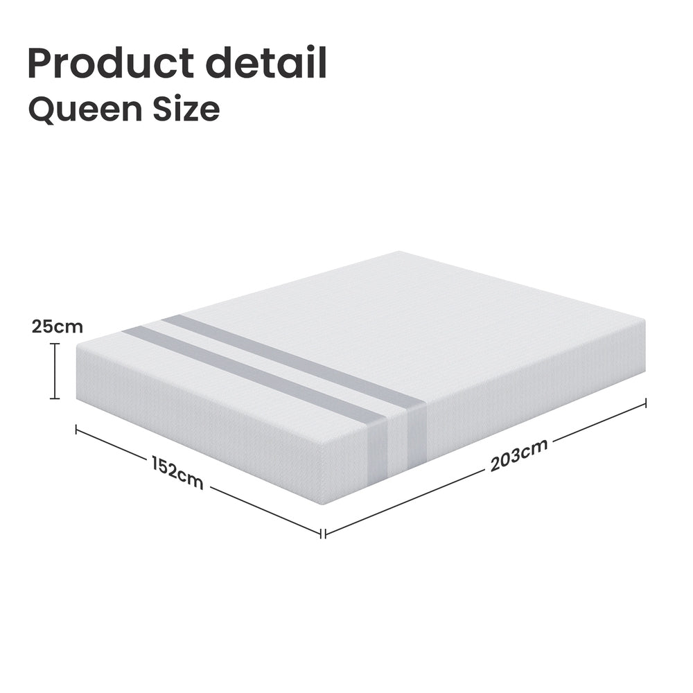 Medium Gel Memory Foam Mattress, 25cm Queen