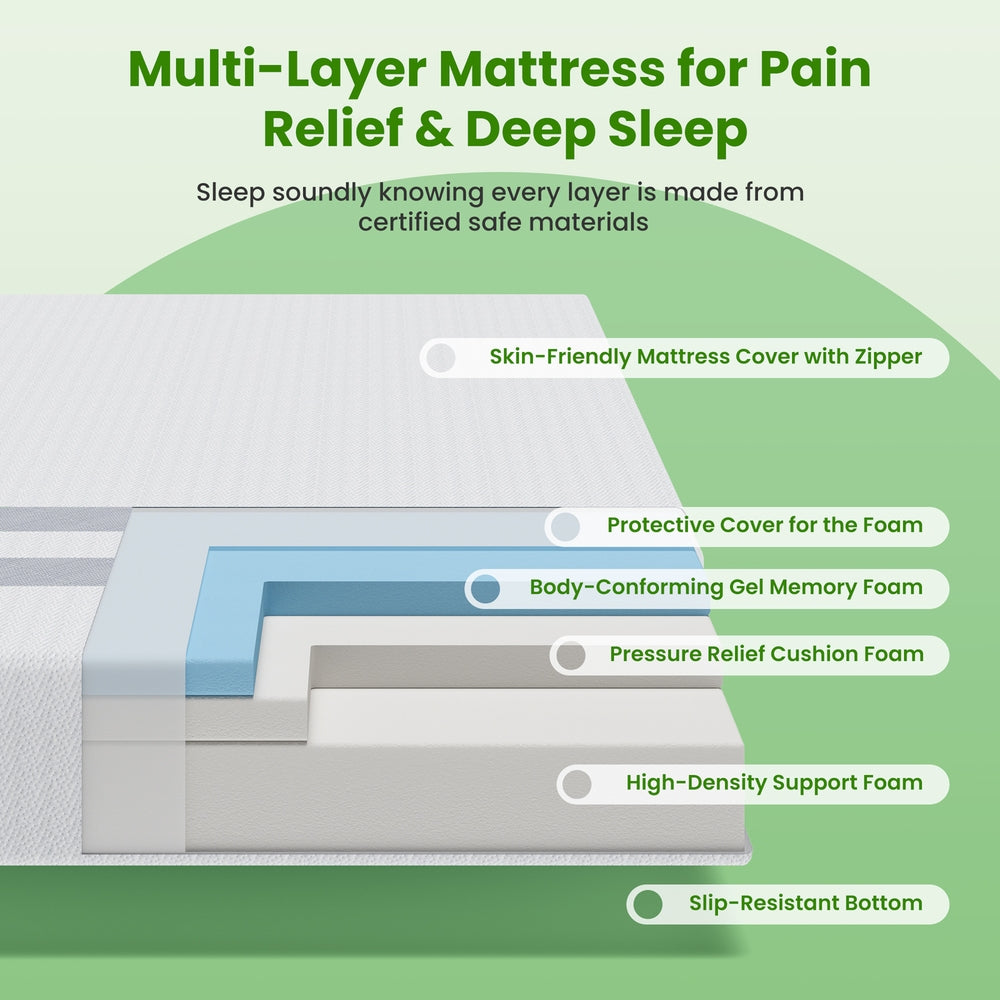 Medium Gel Memory Foam Mattress, 25cm Queen