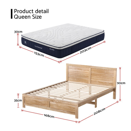 Bettona Bed Frame with Mattress, Pine