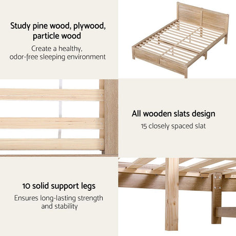 Bettona Bed Frame with Mattress, Pine